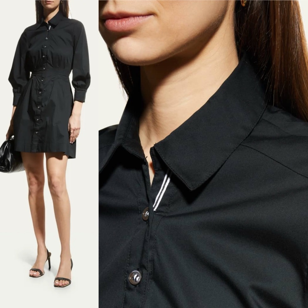 VERONICA BEARD
Polina Button-Front Pleated Shirt Dress size 14 black - Picture 4 of 10
